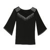 雀说时尚交叉V领烫钻网纱T恤女五分袖新款洋气半袖上衣中袖小衫AL1854 商品缩略图4