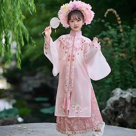 千韵岗 花未眠明制汉服套装 新中式女童薄纱长袍马面裙