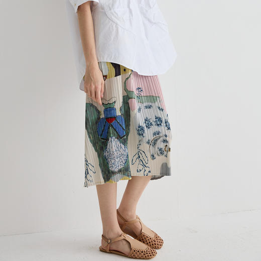 谜底半身裙女2025夏季新品复古风度假花色宽松H型长半裙252MB0544 商品图1