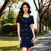 奢姿大码女装2025新款夏季胖妹妹法式收腰复古格子通勤气质连衣裙9952853136 商品缩略图1