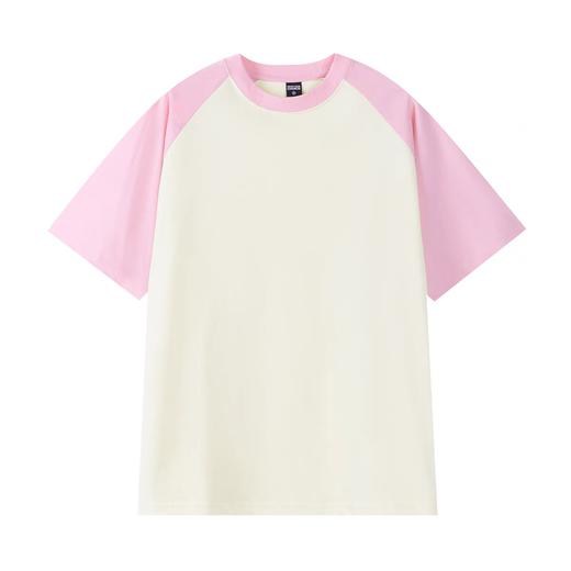 【任选两件】美式复古纯棉插肩短袖T恤男女春夏新款重磅休闲宽松撞色情侣上衣 商品图1