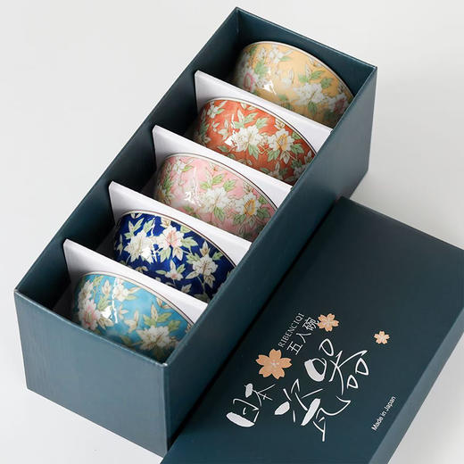 日本遊器物美浓烧山茶花碗5件装 商品图0