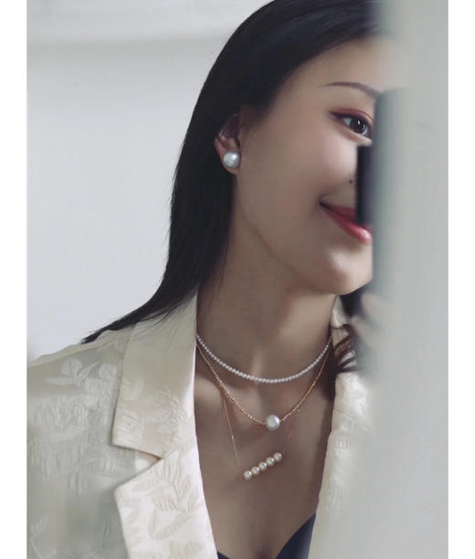 423-5 炒鸡适合春夏 3-3.5mm无核淡水baby珠项链 炒鸡仙女锁骨链 近正圆强光微微瑕 商品图5