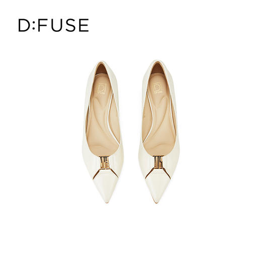 Dfuse迪芙斯2025春季新款羊皮猫跟鞋金属字母扣镂空高跟鞋DFD1111007 商品图14