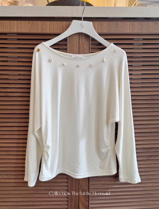 海的女儿 | 捡贝壳与海螺，缝制成衣服给你 美妙包容显瘦版型tee 米白色 商品图1
