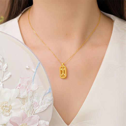 金刚杵黄金挂坠中式国潮风足金吊坠女士礼物MEMORA诗普琳HP831301 商品图2