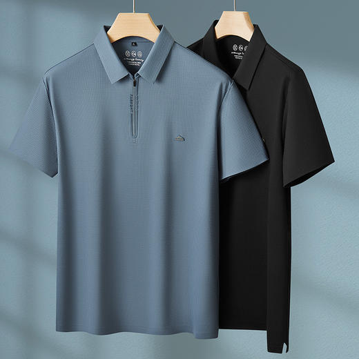 【拉链款】【DPF】大依优型大码短袖POLO衫半拉链领冰丝半袖体恤男加肥大号衣服肥佬运动休闲 商品图3