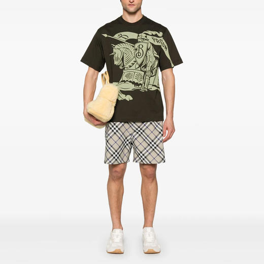 BURBERRY 巴宝莉 男士马术骑士徽标印花棉质圆领短袖T恤 绿色 8104018 C1749 商品图3