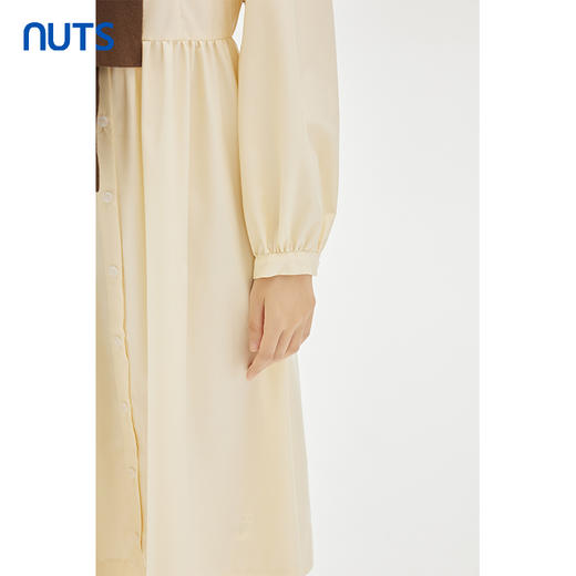 NUTS春秋新品纯色时尚温柔气质圆领长袖连衣裙333101166 商品图3