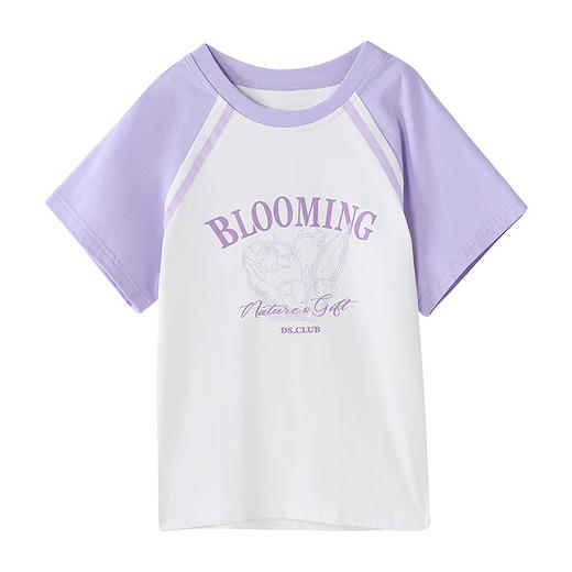 笛莎Deesha 童装女童T恤2025夏新款女童字母花卉印花T恤 商品图4