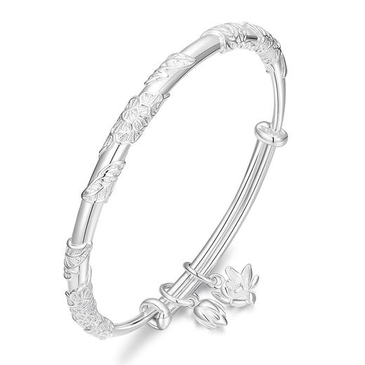 【999足银】卡蒂罗/KADER 国色芳华 繁花似锦两世欢手镯 好运莲莲新中式轻奢小众开口可调节古风素圈镯子 本命年蛇年 商品图1