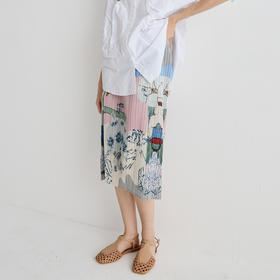 谜底半身裙女2025夏季新品复古风度假花色宽松H型长半裙252MB0544