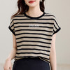 雀说条纹短袖t恤女女装小众设计感上衣宽松显瘦半袖体恤AL20061 商品缩略图2