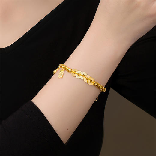 【热卖臻品】黄金盘缠五帝钱手链 足金五帝币福袋手串【按克计价黄金1】MEMORA诗普琳GB301101 商品图2