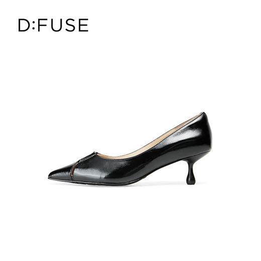 Dfuse迪芙斯2025春季新款羊皮猫跟鞋金属字母扣镂空高跟鞋DFD1111007 商品图5