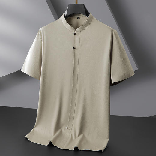 【封口款】【DDP】大依优型大码小立领盘扣短袖衬衫肥佬时尚半袖衬衣中国风夏装男士加肥加大码 商品图0