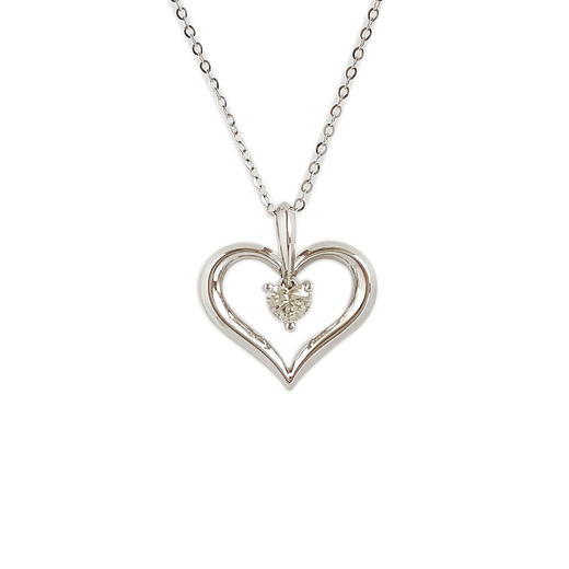 【天然正品】周大福（CTF）AU750白金时尚经典0.22ct心型钻石吊坠项链吊坠：17.7*16.7*6.0MM（皆取最大值）女士现售价：2680！050325NJS50 商品图0