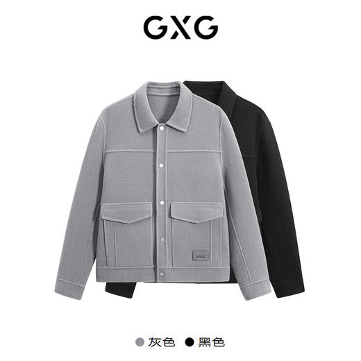 GXG男装 多色可选高雅时尚休闲翻领短大衣外套 冬季热卖多色翻领短大衣GEX10629414 商品图3