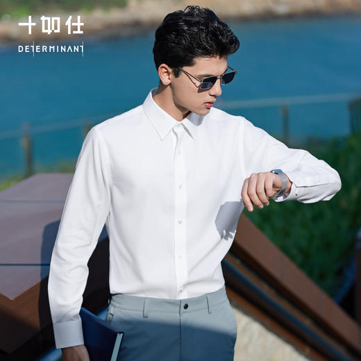 十如仕法式免烫高纱支商务衬衫纯棉提花长袖衬衣-506-01-02 商品图0