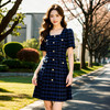 奢姿大码女装2025新款夏季胖妹妹法式收腰复古格子通勤气质连衣裙9952853136 商品缩略图0