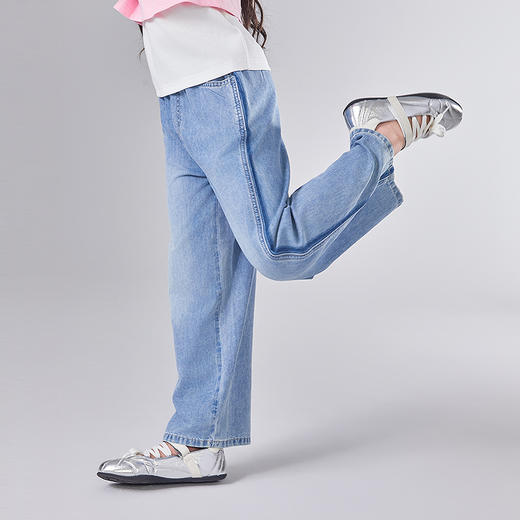 笛莎Deesha 童装女童裤子2025夏新款女童侧边撞色牛仔裤 商品图1