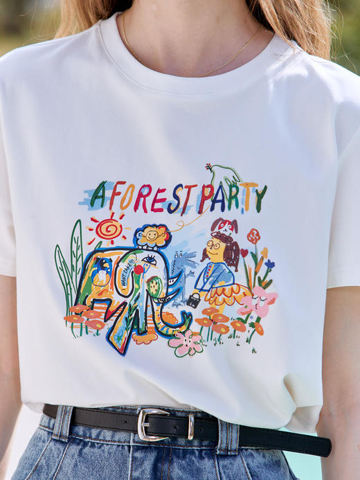 【百图lulu定制】【涂鸦T】 趣味涂鸦  ins风 弹力新疆长绒棉  短袖T恤 商品图1