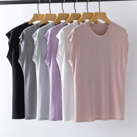 【高品质私服】【醋酸汗布圆领无袖T恤】桑蚕丝醋酸混纺45支定制面料YS88513-CC