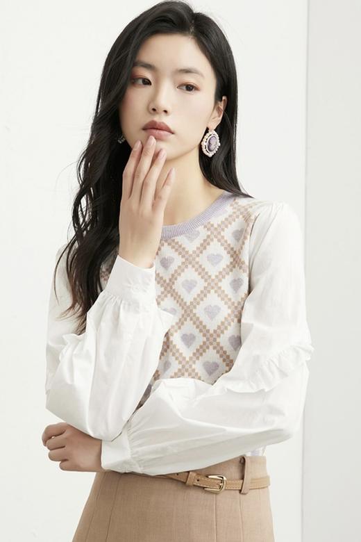ANSUABEL 提花针织衬衫拼接上衣 17803 商品图4