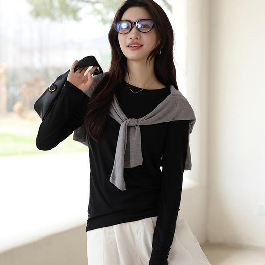 【天丝醋酸系列】春夏醋酸天丝莱赛尔打底衫 圆领罩衫防晒衣 长袖T恤微透外穿针织衫  商品图7