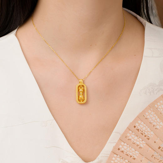 【热卖臻品】黄金金刚杵吊坠 足金挂坠男女情侣款礼物【按克计价黄金1】MEMORA诗普琳GP288702 商品图2