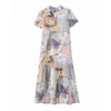 谜底连衣裙短袖女2025夏新品复古风度假印花宽松A型长裙252ML0697 商品缩略图4
