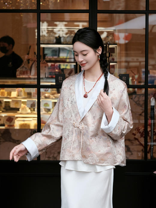 盛唐牡丹 |松柏纹宋锦交叉襟外套(限量款-售完不补) 商品图5