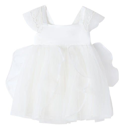 笛莎Deesha 童装女童连衣裙2025夏新款女童优雅公主绣花飞袖装饰网纱礼服裙 商品图4