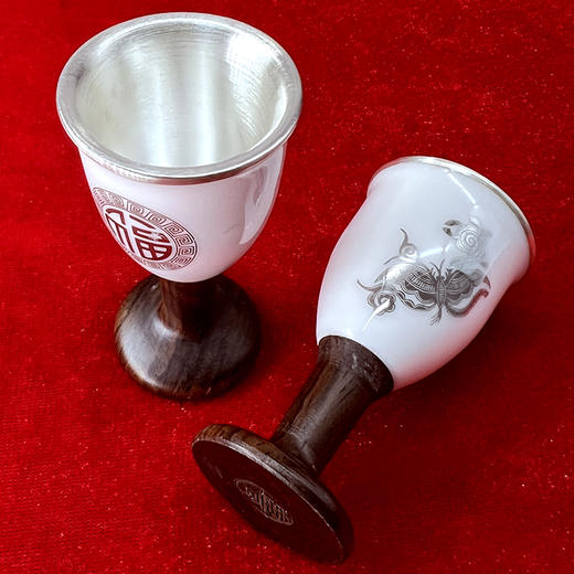 茅台银酒杯 瓷包银 一对 含999足银10克 商品图3