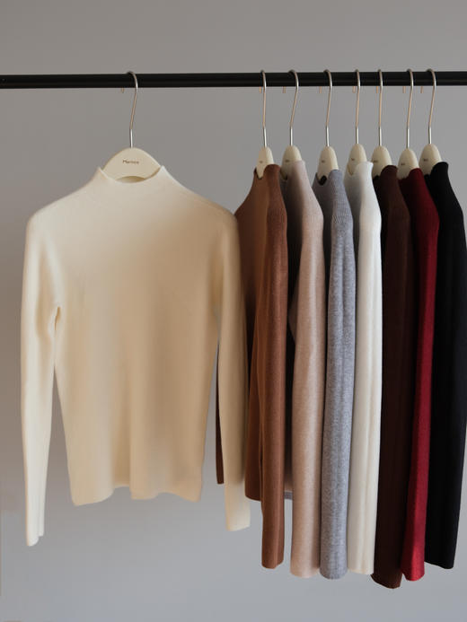 女士无缝一体蚕丝羊毛半高领毛衣清仓 商品图0