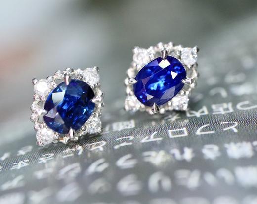 1.1ct刻面蓝宝石耳钉 商品图1
