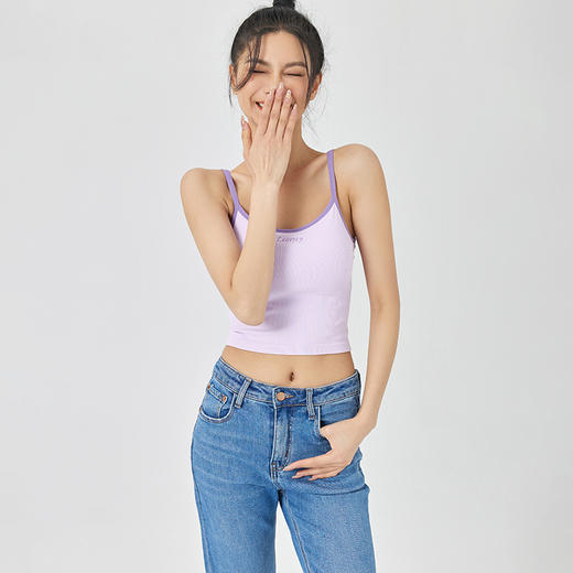 Leorrey乐拉大U型美背固定胸垫立体细腻罗纹肌理瑜伽运动小背心 商品图7