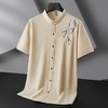【棉质】【中国风】【DDP】大依优型大码立领短袖衬衫绣花树叶半袖衬衣男加肥大码休闲上衣肥佬宽松中国风棉 商品缩略图2