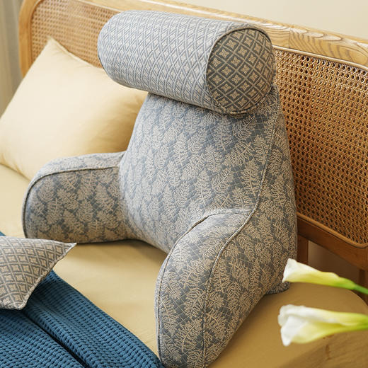 凤尾蕨系列拼色多功能颈枕护腰靠床头靠垫软包大靠背高级感腰靠卧室可拆洗 商品图4