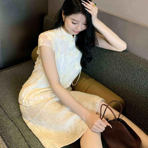 顺丰包邮洛诗琳63322春夏新款重工金线提花蚕丝混纺A字半身裙3280 商品图0