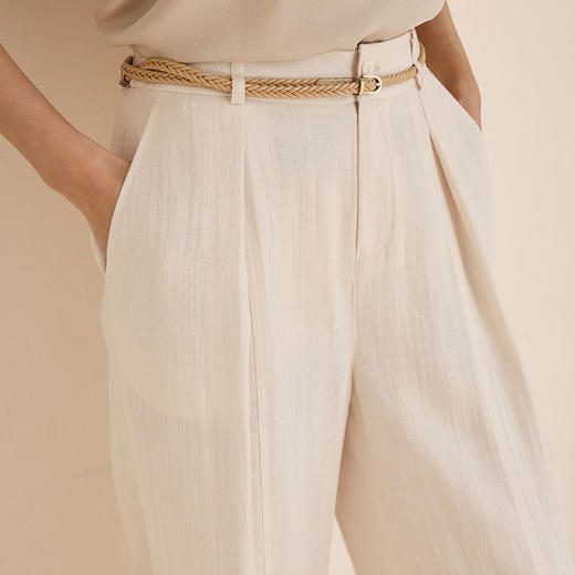 玳莎半松紧宽松直筒休闲裤标配腰带2025年春季阔腿垂感百搭长裤女  FA36304 商品图3