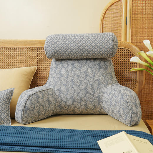 凤尾蕨系列拼色多功能颈枕护腰靠床头靠垫软包大靠背高级感腰靠卧室可拆洗 商品图3