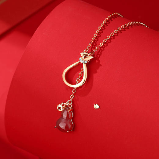 【钱来钱来】卡蒂罗/KADER 好运福禄国风转运锁骨链 新中式福气满满本命年钱袋流苏吊坠 招财进宝小葫芦项链 商品图2