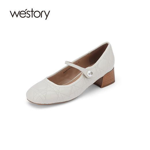 westory春秋新款法式优雅中跟玛丽珍单鞋W24CE74301 商品图8