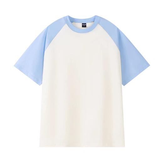 【任选两件】美式复古纯棉插肩短袖T恤男女春夏新款重磅休闲宽松撞色情侣上衣 商品图5