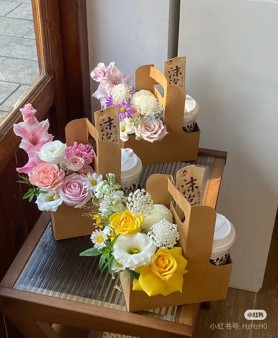 咖啡牛皮手提花盒