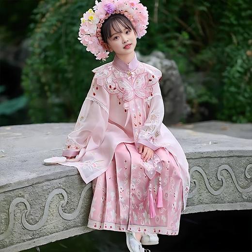 千韵岗 花未眠明制汉服套装 新中式女童薄纱长袍马面裙 商品图2