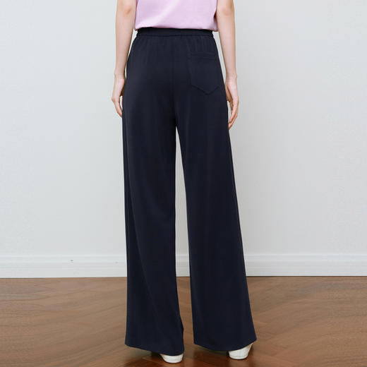 【严选】诗凡黎藏青针织休闲裤2025年春新款百搭垂感高腰显瘦直筒运动长裤7G3150311 商品图3