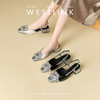 西遇小香风包头凉鞋女新款春夏法式方扣水钻银色方头粗跟单鞋V0656462 商品缩略图0