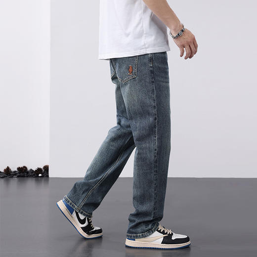 圣得西长裤男款2025年新款休闲阔腿宽松直筒青年美式街头牛仔裤男2552915163 商品图4